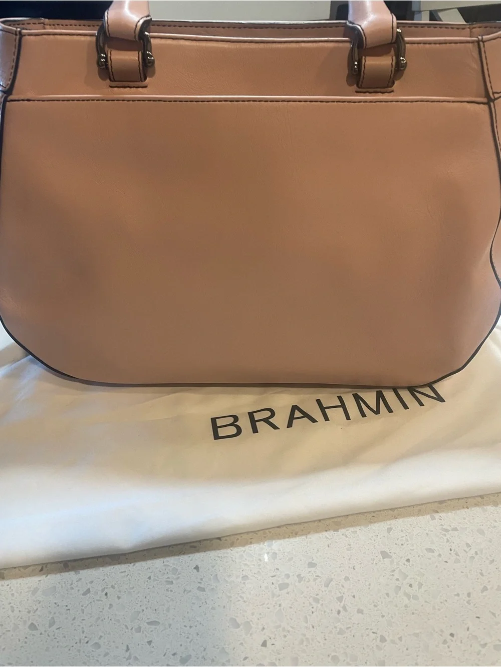 Brahmin Blush Pink Leather Satchel with Top Handles